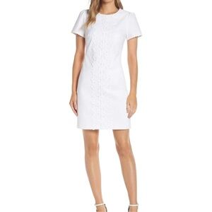 NWT new LILLY PULITZER Sz 10 Maisie Stretch Pique Shift Dress White lined lace